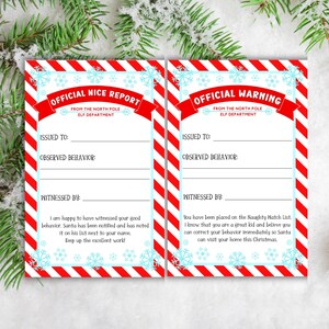 Elf Behavior Notice Printable | Nice and Naughty Elf Notes | Editable Canva Template