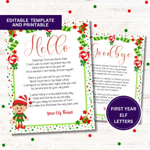 First Year Elf Arrival Letters, New Elf Arrival and Departure Letters, Editable and Printable, Instant Download, Christmas Elf, 8.5 x 11