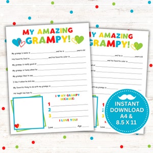 My Amazing Grampy Printable - Geschenk zum Vatertag für Opa - Geburtstagsgeschenk - Großeltern Tag - Sofortiger Download PDF