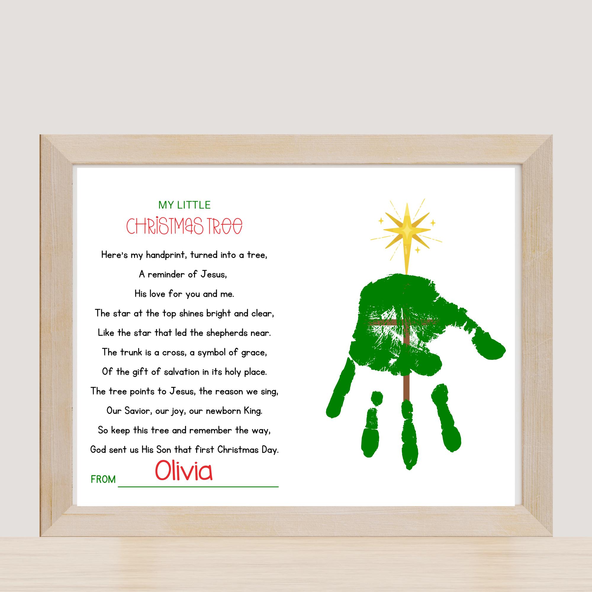 christmas tree handprint poem: diy kids craft (instant download