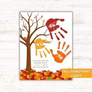 Fall Handprint Tree Printable: Autumn Leaf Poem Keepsake Craft for Kids