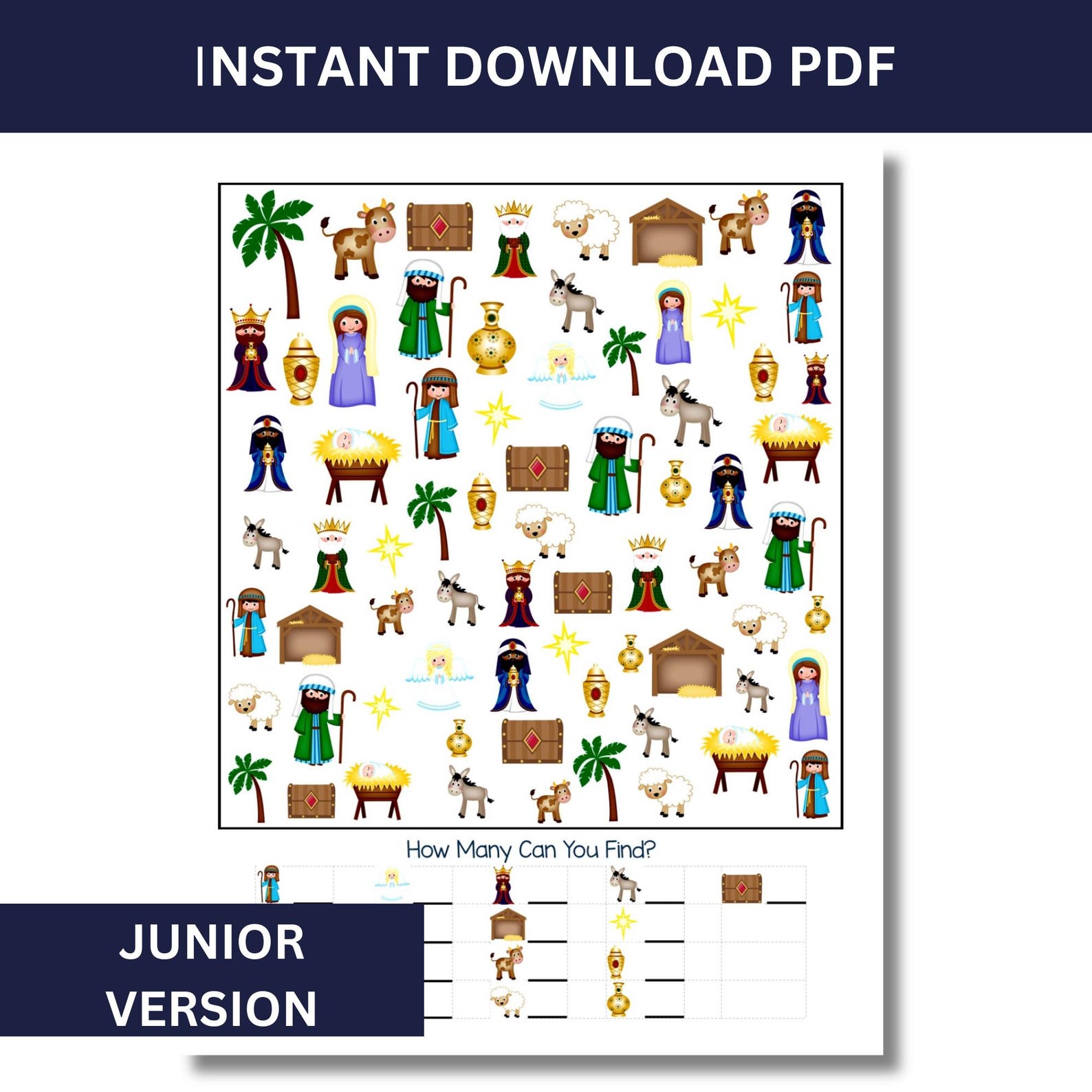 Nativity Seek and Find Game: Christmas Printable Activity (instant ...