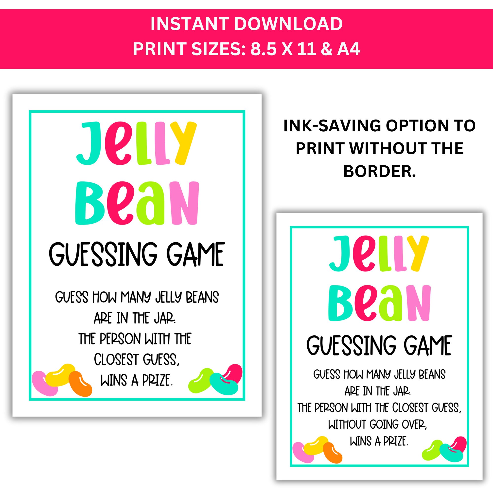 Guess How Many Jelly Beans Printable Easter Game, Birthday Party Game, Instant Download, 8.5 X 11, A4 - Etsy