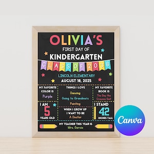 Bearbeitbares Schulschild Canva Vorlage | Erster und letzter Tag | Kreidetafel & Weiss | 8x10, 85x11, 11x14, 16x20, 18x24, A4 | Sofort Download