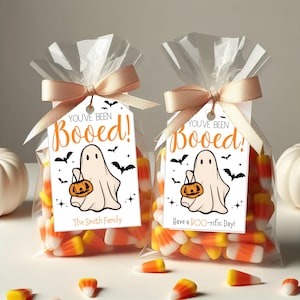 You&#39;ve Been Booed Gift Tags: Retro Ghost Design (Printable PDF & Canva Template)