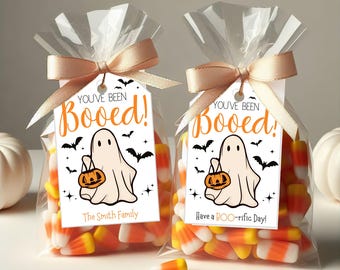 You've Been Booed Gift Tags: Retro Ghost Design (Printable PDF & Canva Template)