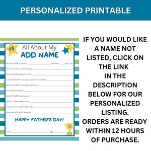 All About My Pops Printable - Father's Day Gift - Instant Download PDF ...