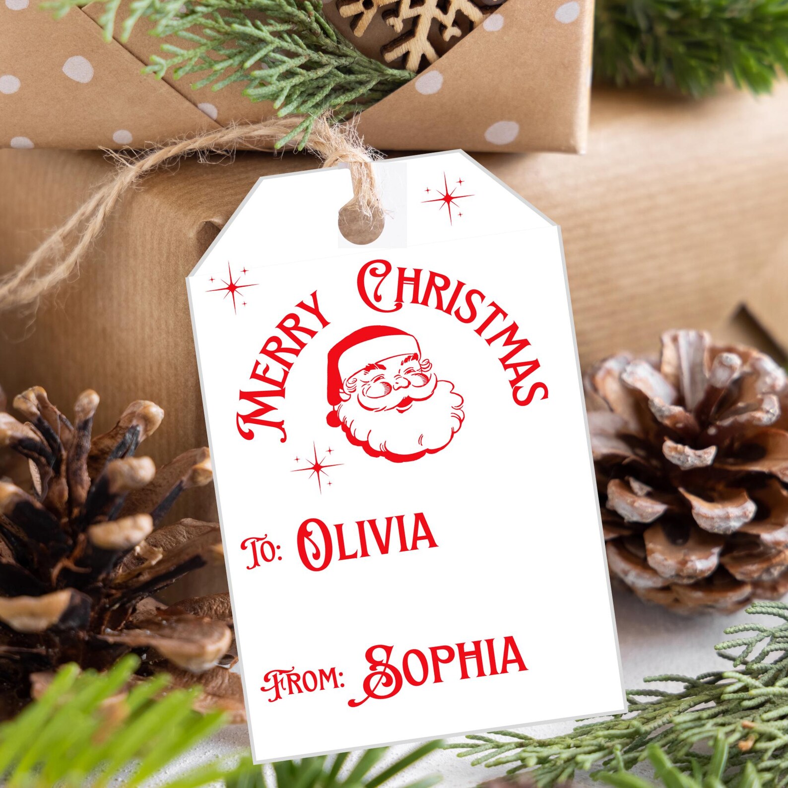 Santa Christmas Gift Tags | Editable Canva Template (PDF) - Etsy
