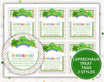 Leprechaun Bait Gift Tags, Printable St. Patrick's Day Treat Labels - Instant Download - PDF