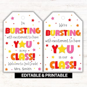 Back to School Gift Tags: Editable Teacher Welcome (PDF Download, Canva Template)