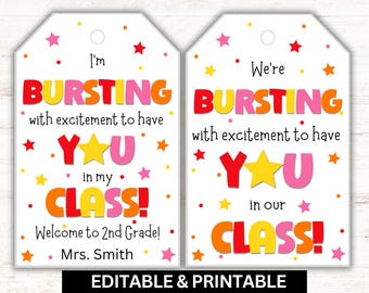 Back to School Gift Tags: Editable Teacher Welcome (PDF Download, Canva Template)