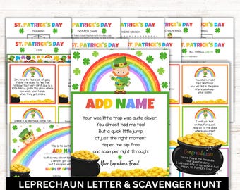St. Patrick's Day Leprechaun Letter & Scavenger Hunt Bundle (Digital Download)