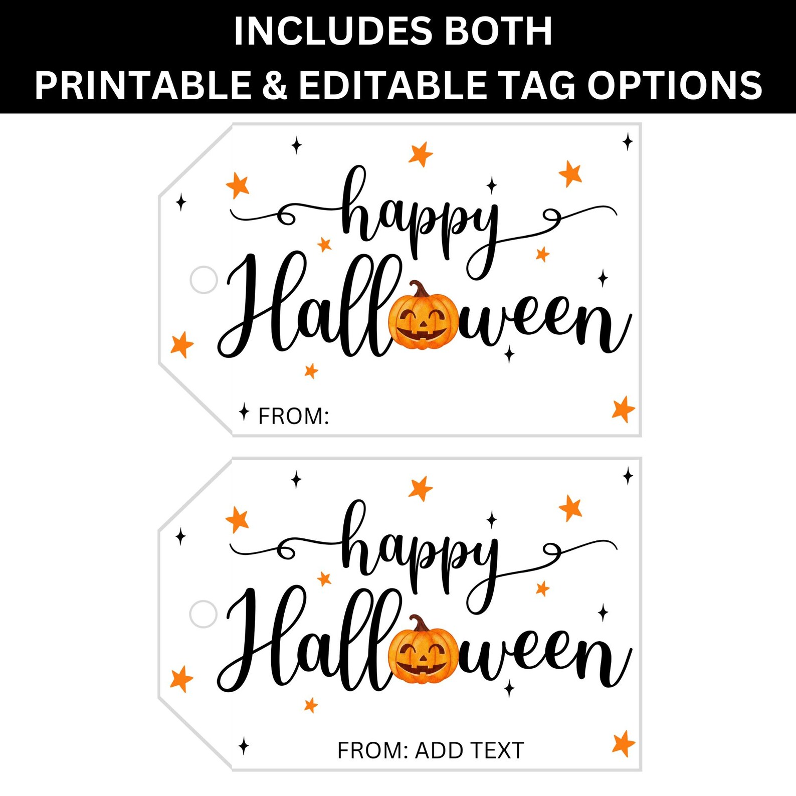 Editable Halloween Treat Tags, Printable Canva Template (instant ...