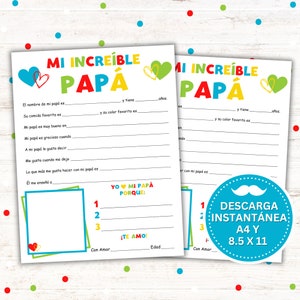 Mi Papá Increíble - Imprimible | Regalo para el Día del Padre o Cumpleaños | Descarga Instantánea PDF