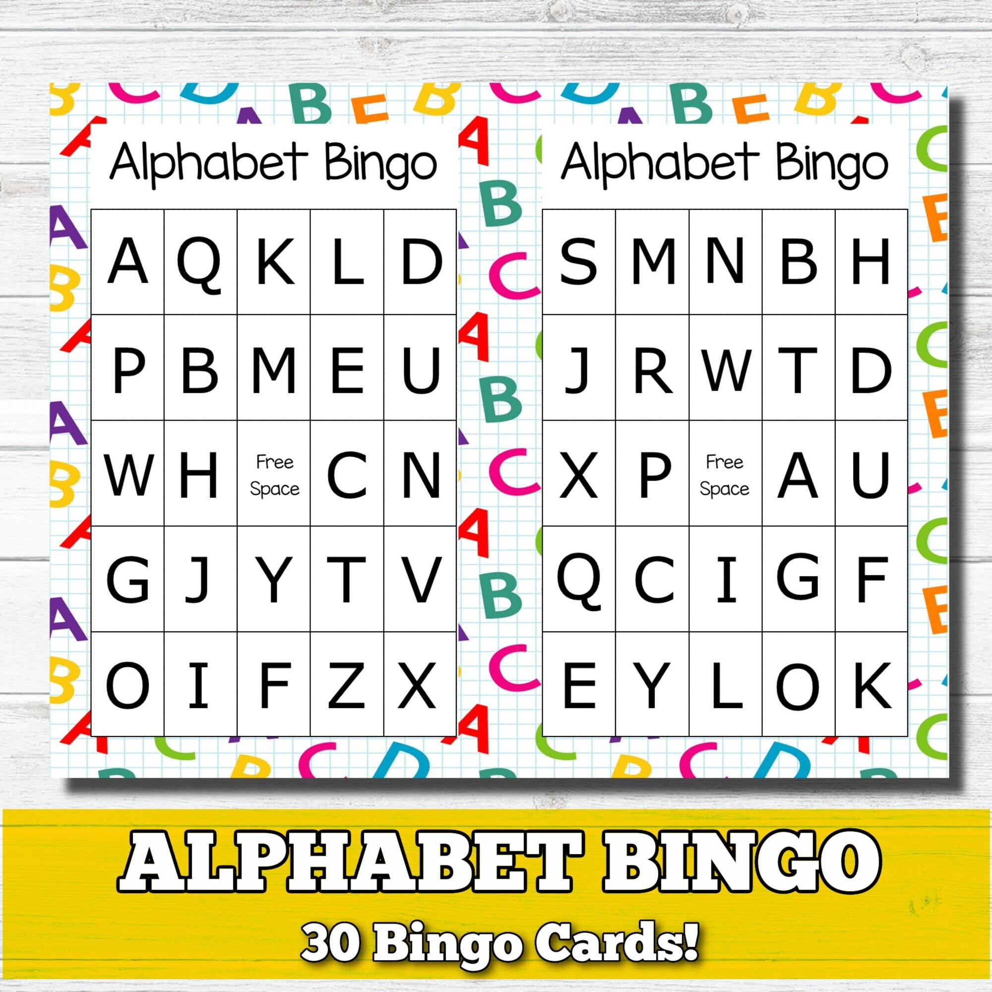 Alphabet Bingo ABC Bingo Early Learning Games Kindergarten Etsy