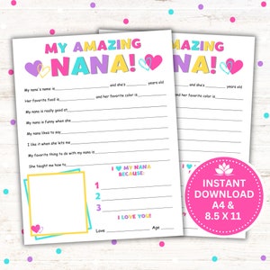 Regalo del Día de la Madre, Imprimible de Mi Increíble Nana, Regalo de Cumpleaños para la Abuela, Regalo del Día de los Abuelos, Descarga Instantánea en PDF
