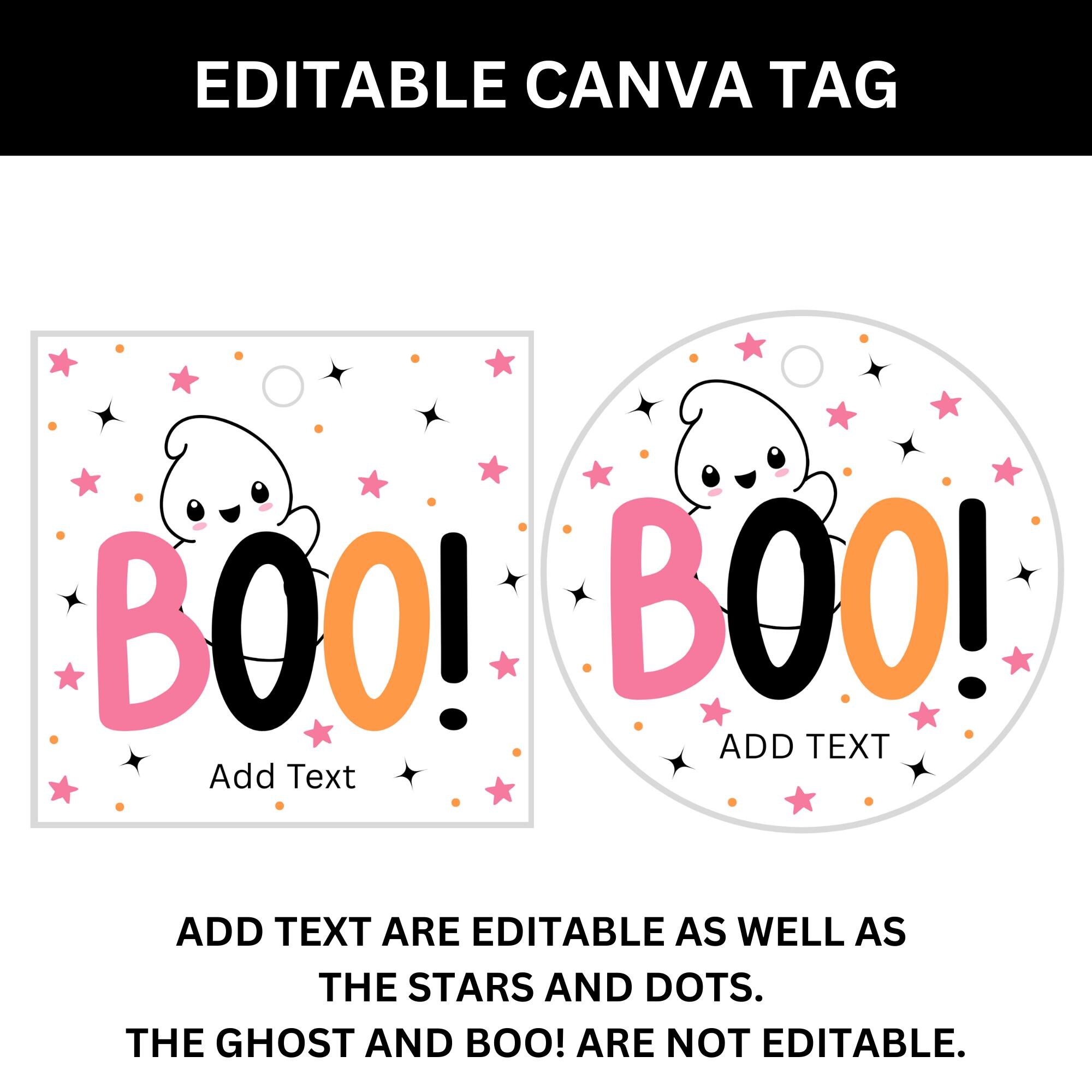 Halloween BOO Gift Tag Printable, Trick or Treat Favor Tag, Editable ...