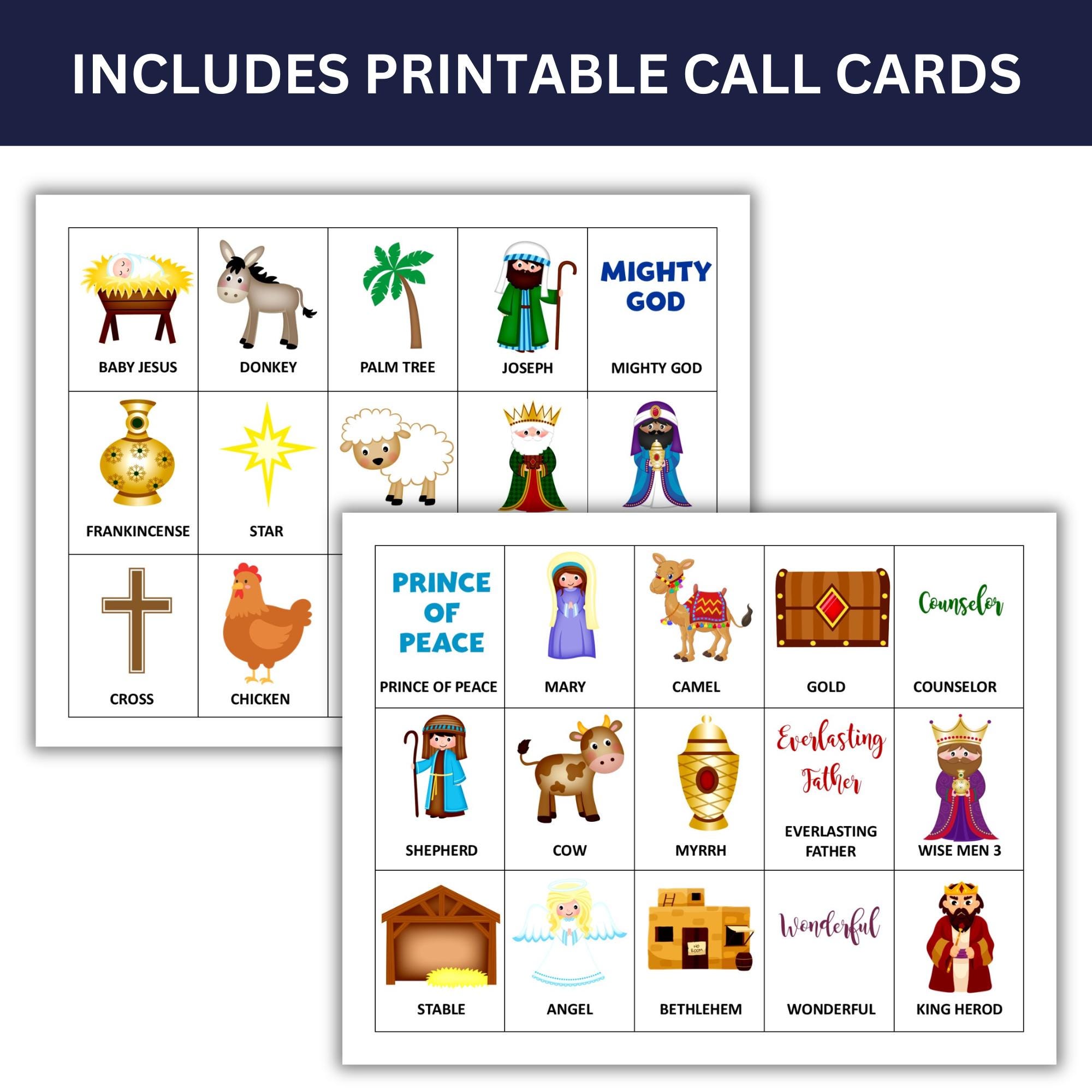 nativity bingo game | printable christmas activity for kids - etsy