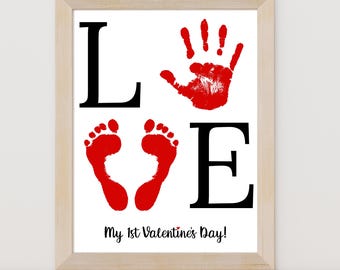 LOVE Valentine's Day Handprint Craft - Etsy