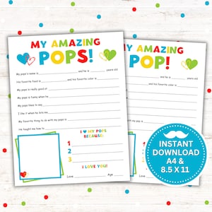 Vatertagsgeschenk My Amazing Pops Printable, Großeltern-Tagesgeschenk, Geburtstagsgeschenk für Pops