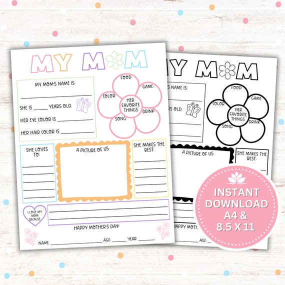 All About My Mom Printable: Mother's Day Activity for Kids (PDF)