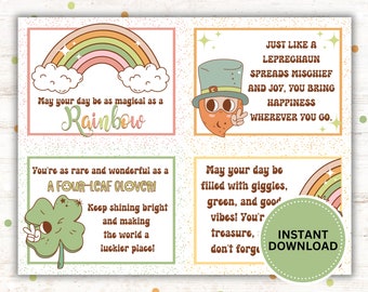 St. Patrick's Day Encouragement Notes, Lunchbox Notes, Postcards, Printable Irish Cheer, Instant Download PDF