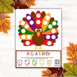 Roll a Turkey, Printable Thanksgiving Games - Instant Download