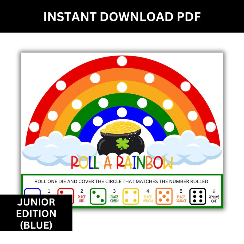 Junior leprechaun dice game printable preschool St Patrick’s Day math game