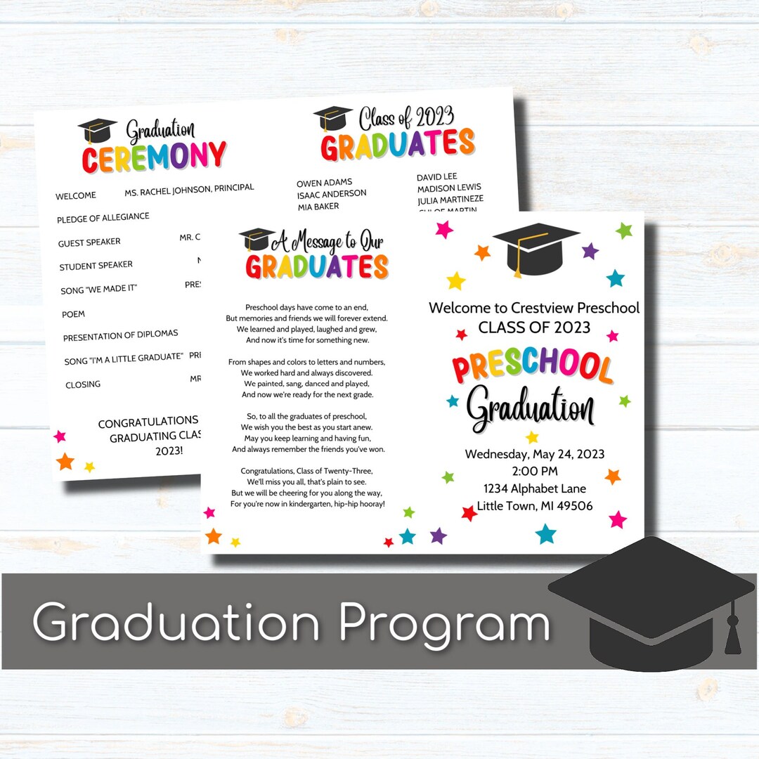 Preschool Graduation, Editable Preschool Graduation Program, Preschool