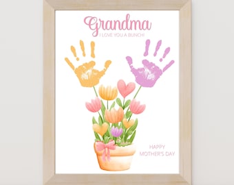 Mother's Day Handprint Flower Art: Grandma Gift (PDF)