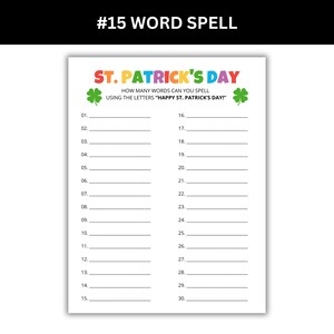 St. Patrick's Day word spell. how many words can you spell with Happy St. Patrick's Day!