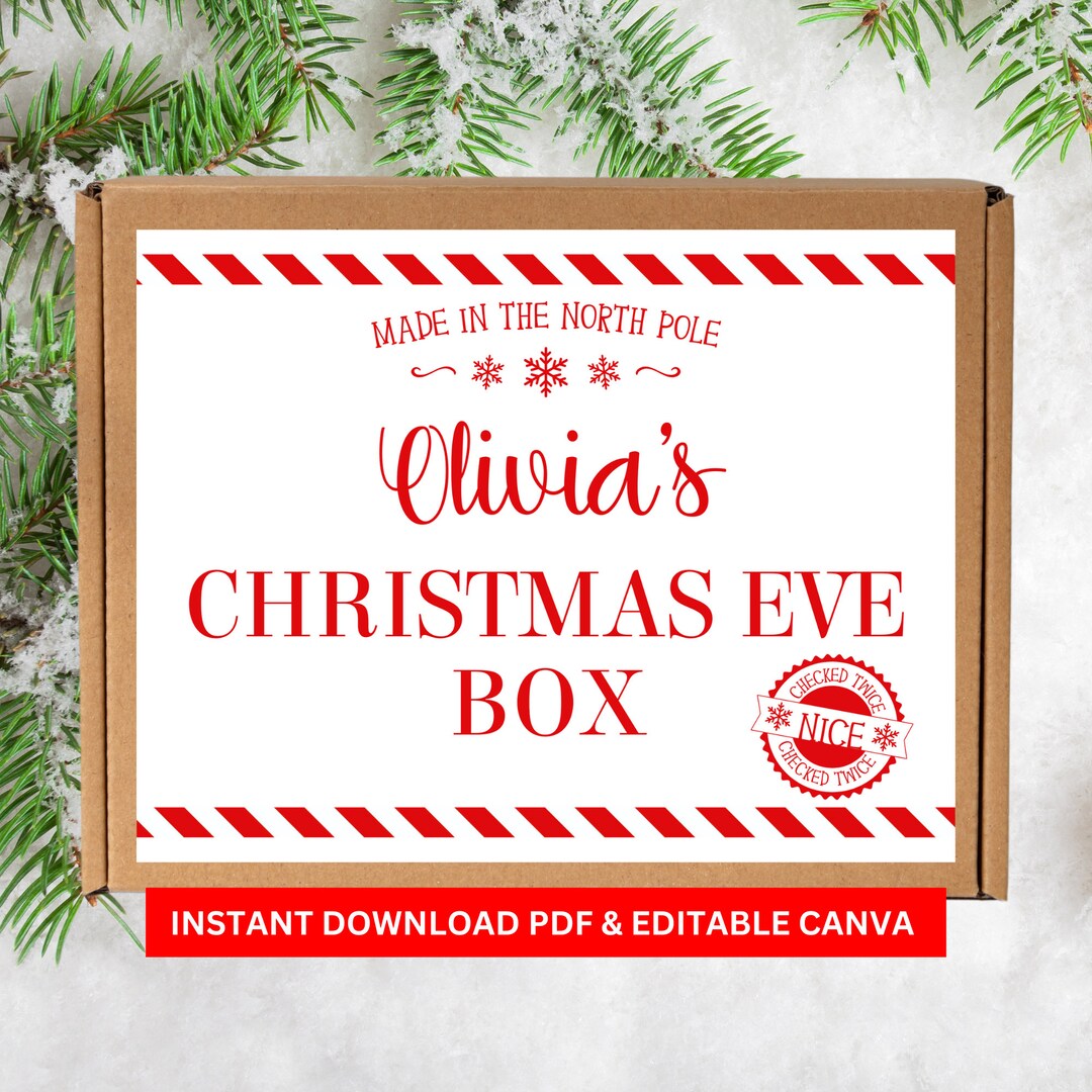 Printable Christmas Eve Box Template, Editable Label, A4, 8.5 X 11 ...