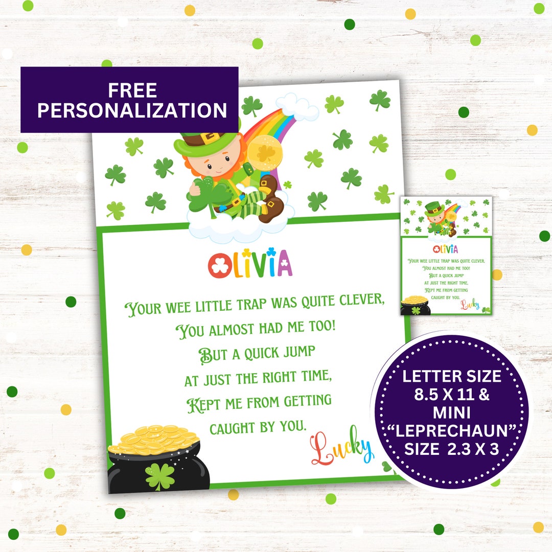 St. Patrick's Day Printable, Leprechaun Letter Personalized, Mini ...