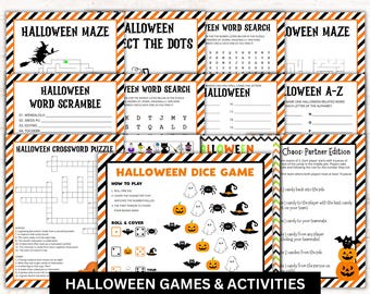 Halloween Spiel & Aktivitäten Set: Partyspiele zum Ausdrucken (PDF Download)