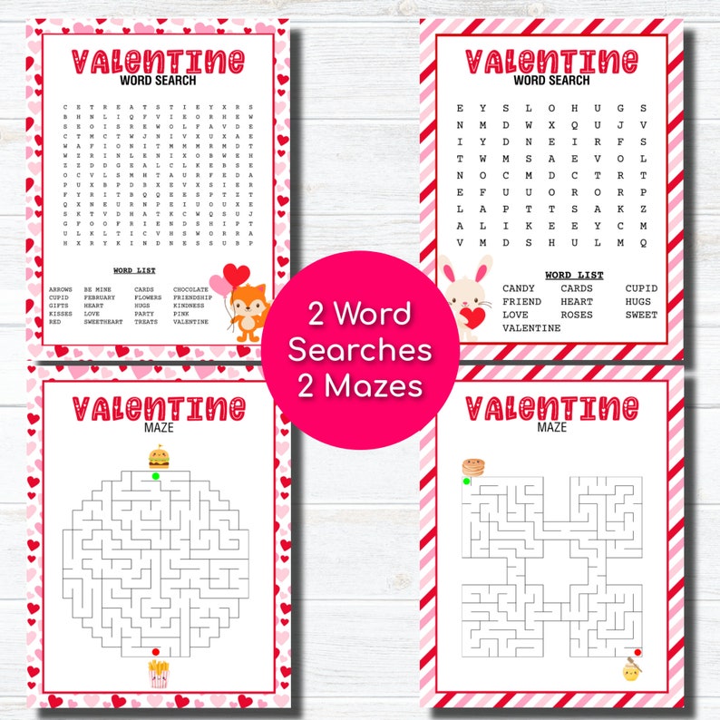 School Valentine Party Printable Valentines Day Games For Etsy