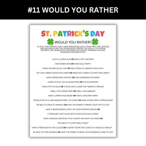 St. Patrick's Day would you rather.