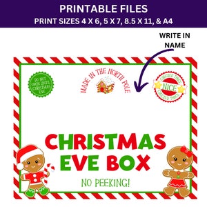 Gingerbread Christmas Eve Box Label Editable and Printable Template ...