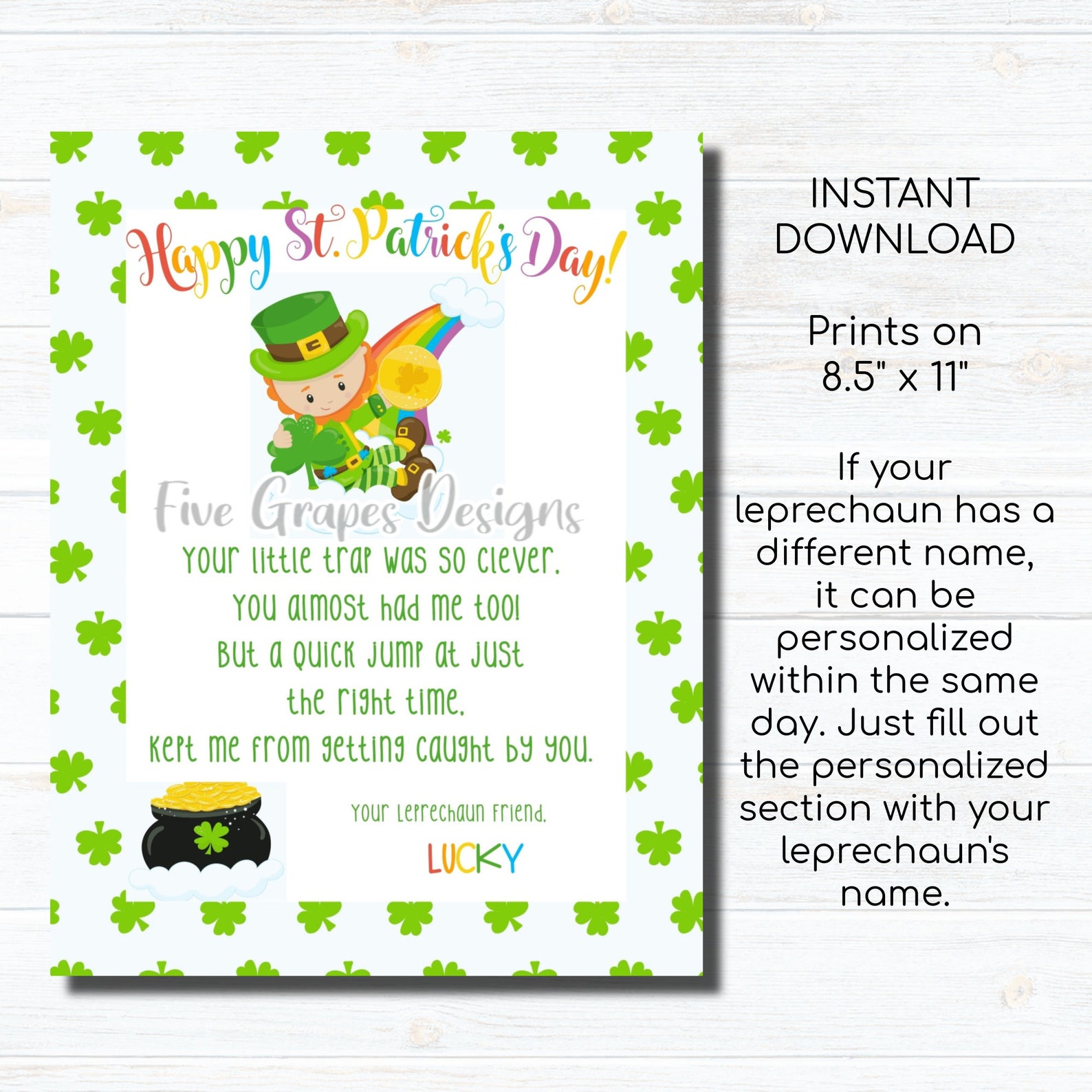 Printable Leprechaun Letter Letter From the Leprechaun St. Etsy UK