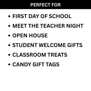 Back to school printable gift tags perfect for meet the teacher open house and classroom welcome gifts.