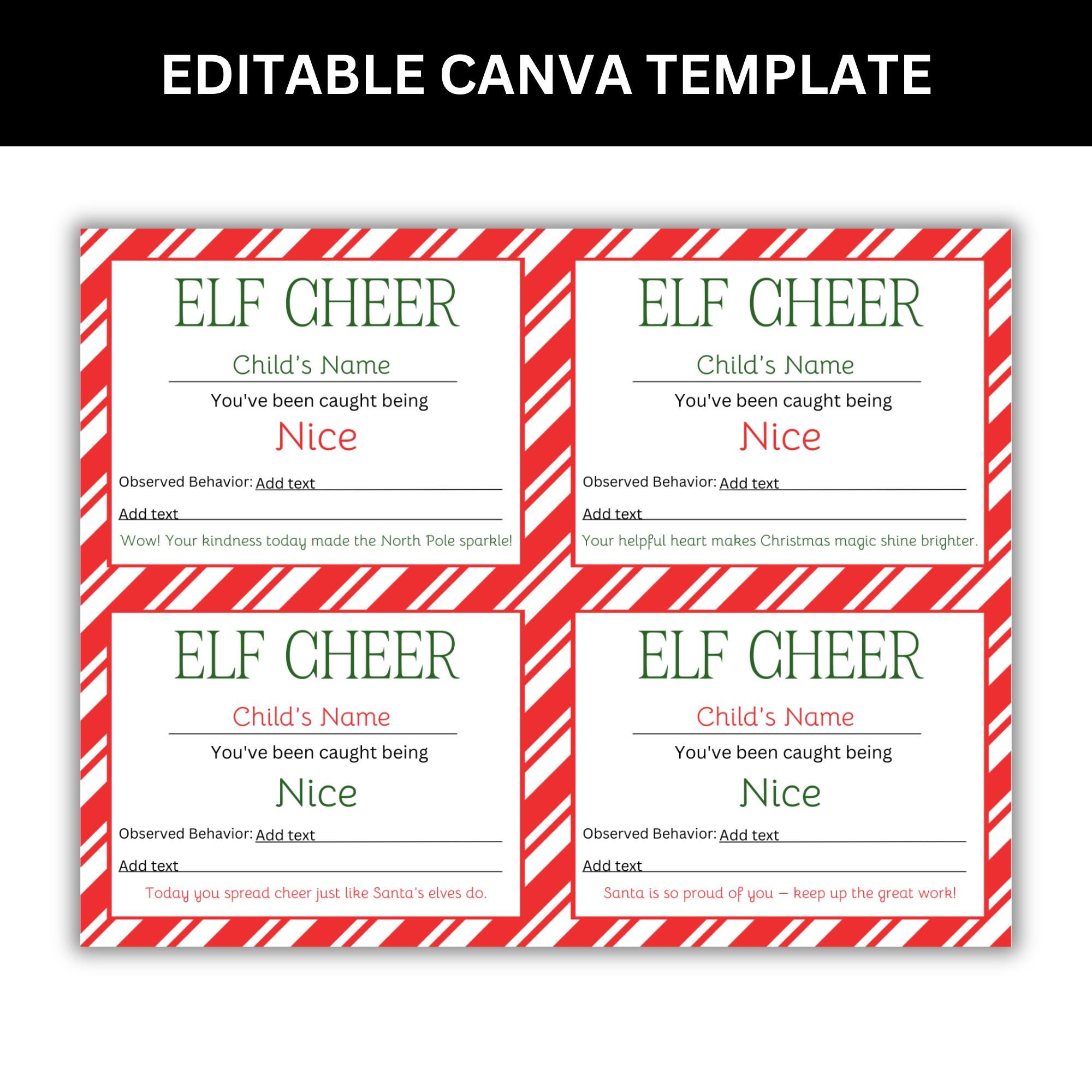 Editable Elf Notice Printable: Christmas Cheer & Warning Notes (PDF ...
