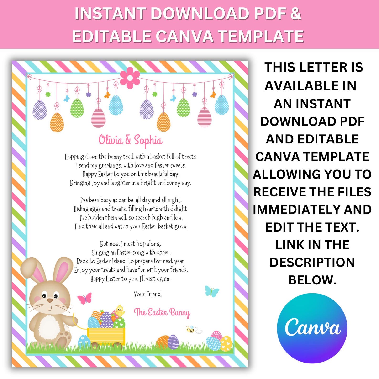 Personalized Easter Bunny Letter | Free Custom Name | Printable PDF ...