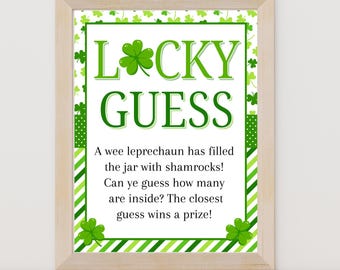 St. Patrick's Day Guessing Game: Shamrock Jar Party (Instant Download)