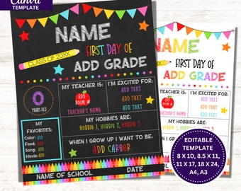Editable First Day of School Chalkboard Sign, Editable First and Last Day of School Chalkboard Sign, Editable School Signs