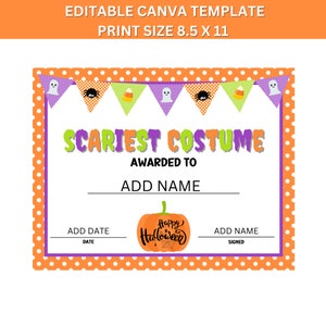 Printable Halloween Costume Awards | Editable Halloween Certificate &amp; Ballots | Halloween Party ...