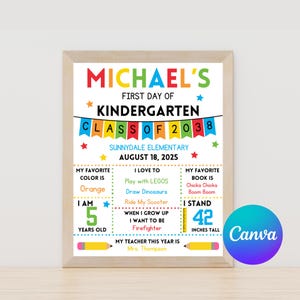 Editable School Sign Template | First Day of School Sign | Canva Chalkboard Sign | Back to School Printable | Last Day Sign
