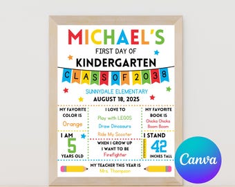 Editable School Sign Template | First Day of School Sign | Canva Chalkboard Sign | Back to School Printable | Last Day Sign