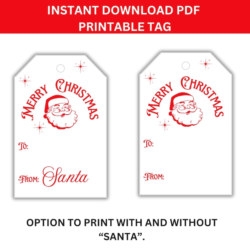Santa Christmas Gift Tags | Editable Canva Template (PDF) - Etsy