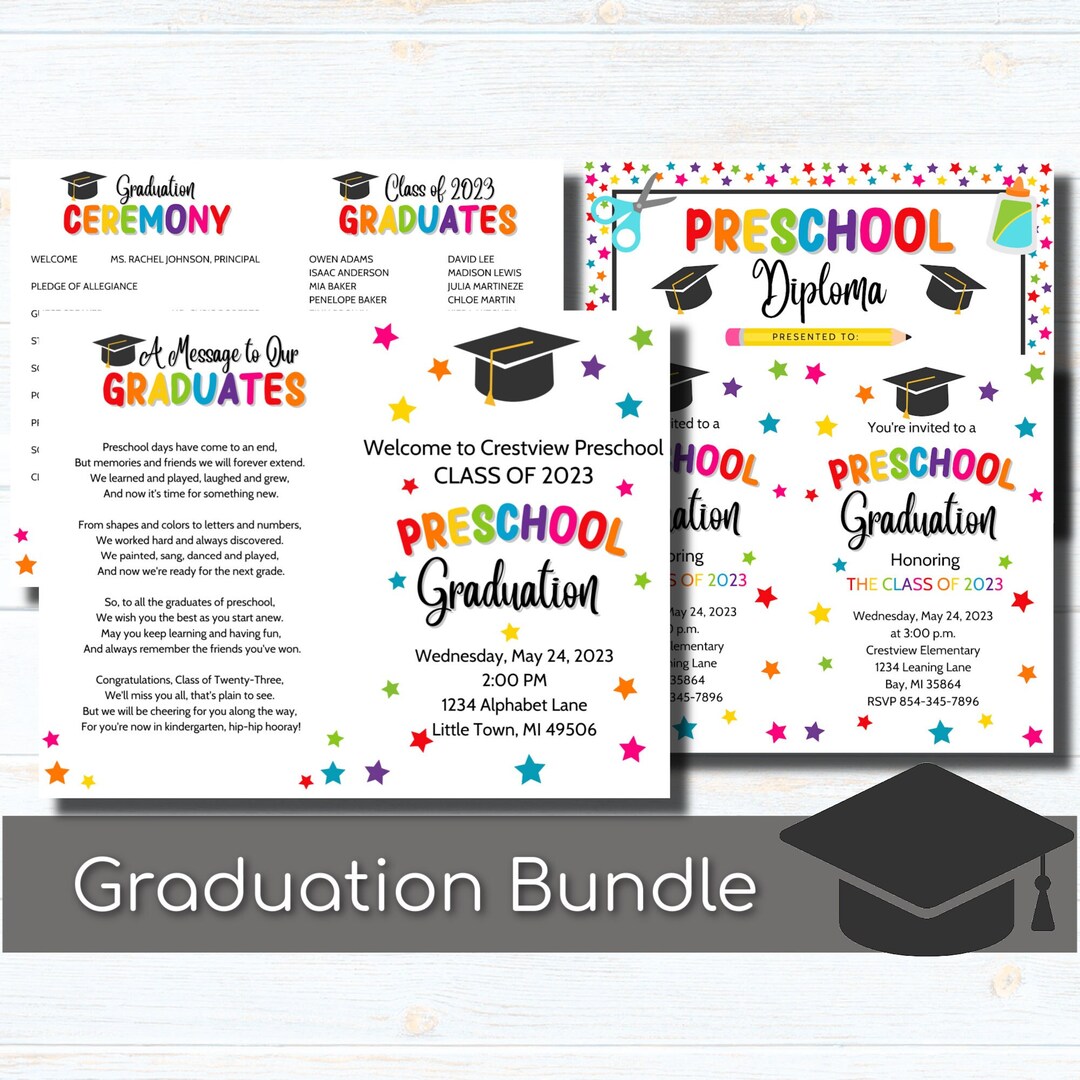 Preschool Graduation, Graduation Invitation, Graduation Program ...