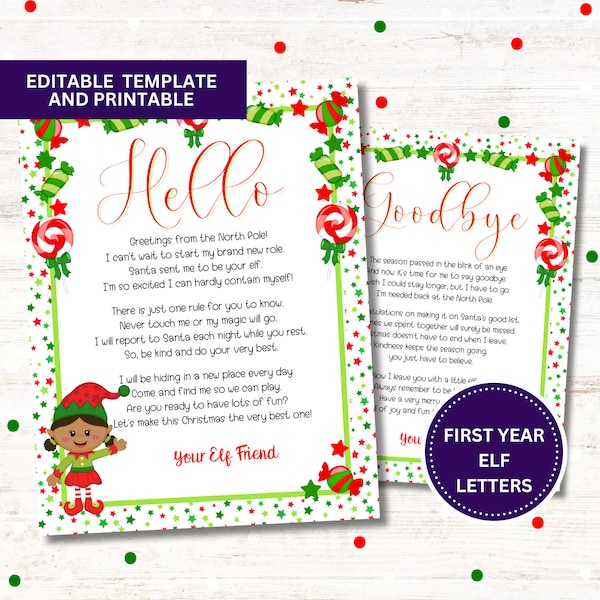 New Elf Arrival and Departure Letters, First Year Elf Arrival, Editable and Printable, Instant Download, Christmas Elf, 8.5 x 11