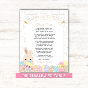 Baby's First Easter Letter from Easter Bunny: Printable Keepsake Instant Download PDF Canva